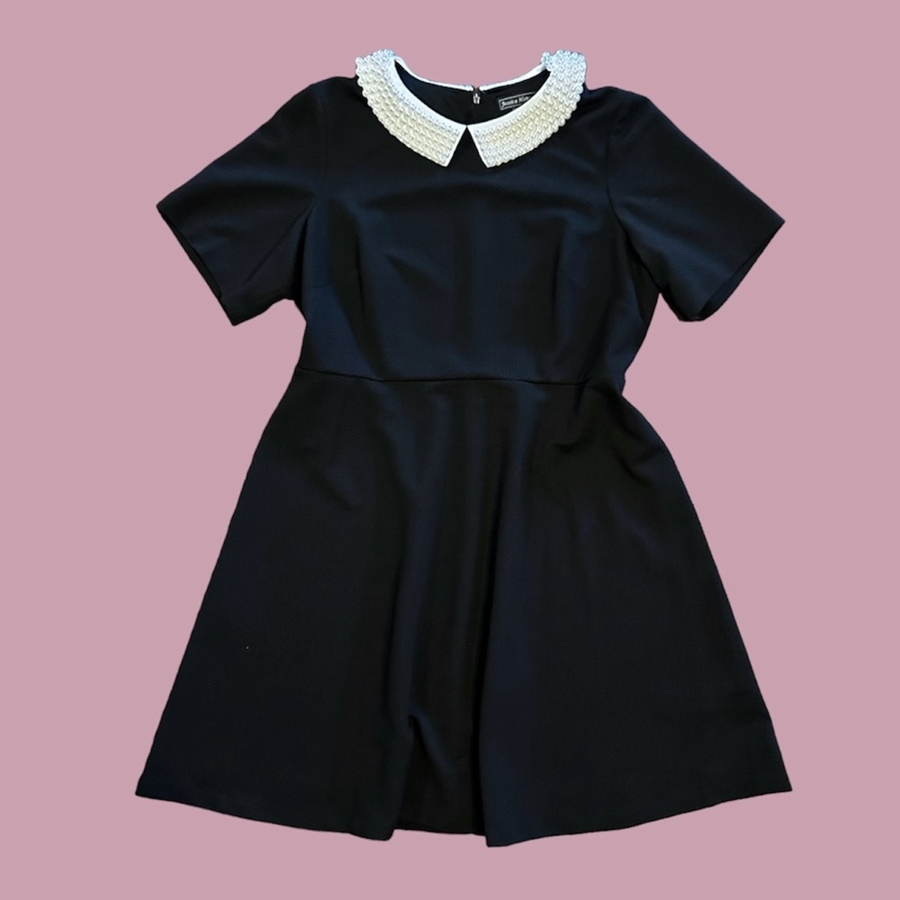Jessica Howard Pearl Collar Pin Black Up Dress